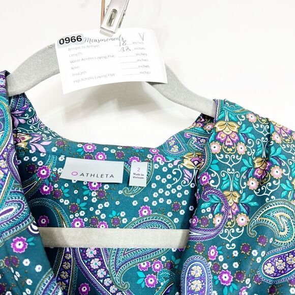 Athleta Dahlia Paisley Printed Athleisure Athletic Casual Shift Dress Size 2 - Picture 6 of 6